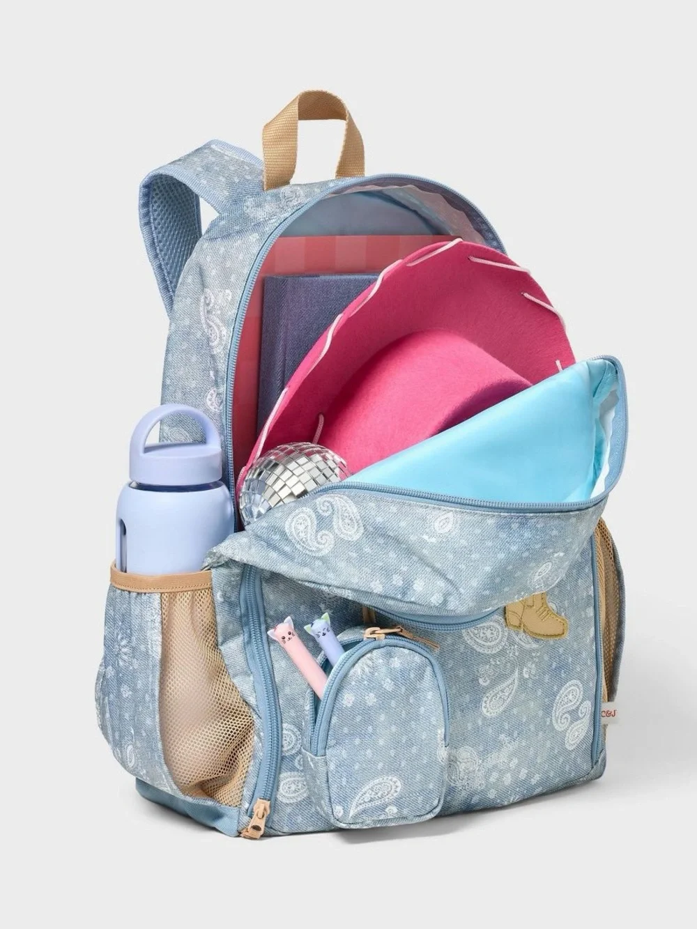 Kids Light Blue Paisley Backpack For Girls T